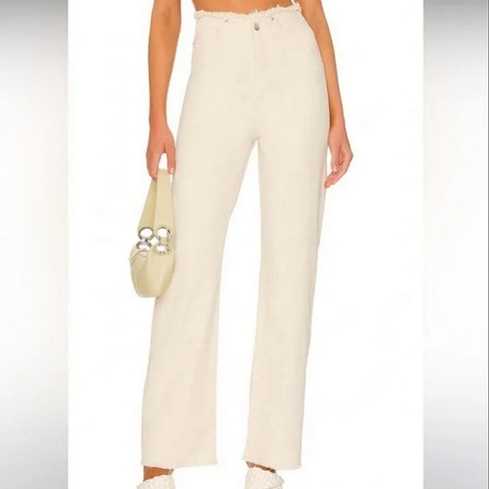 WeWoreWhat Cream Straight Leg Jeans